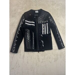 Katarina Lankova Custom Designed Fashion Jacket Full Zip Black Skulls Goth Quilt